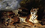 Eugene Delacroix A Young Tiger Playing with its Mother Sweden oil painting artist